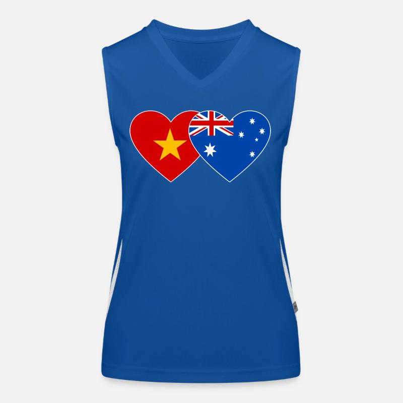 Vietnam Australien Flagge Herz Funktionelles Kontrast-Tank Top für Frauen
