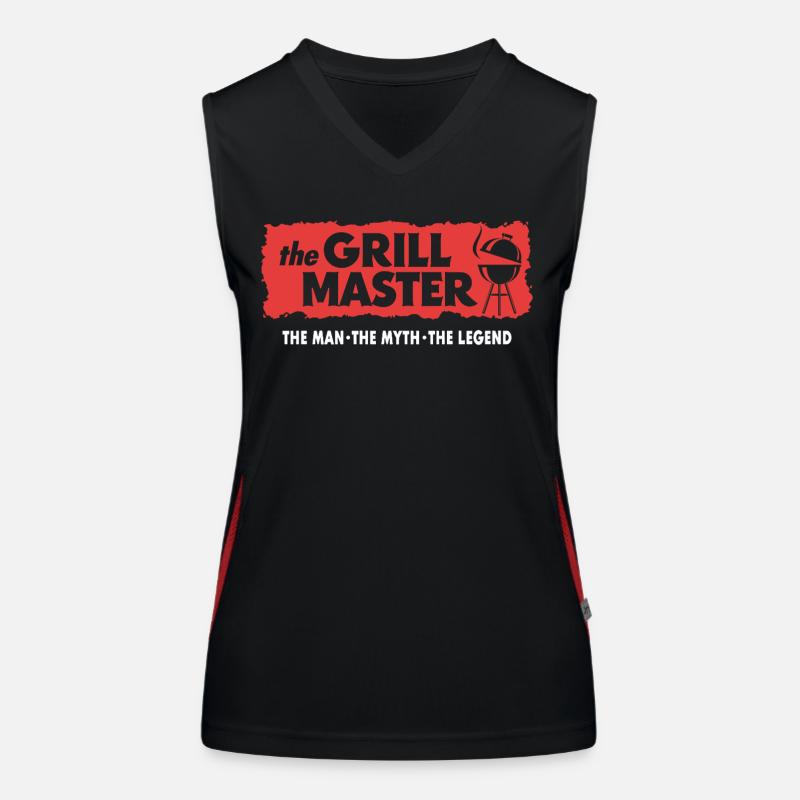 The Grillmaster BBQ Grilling Cult Saying Women's Functional Contrast Tank Top