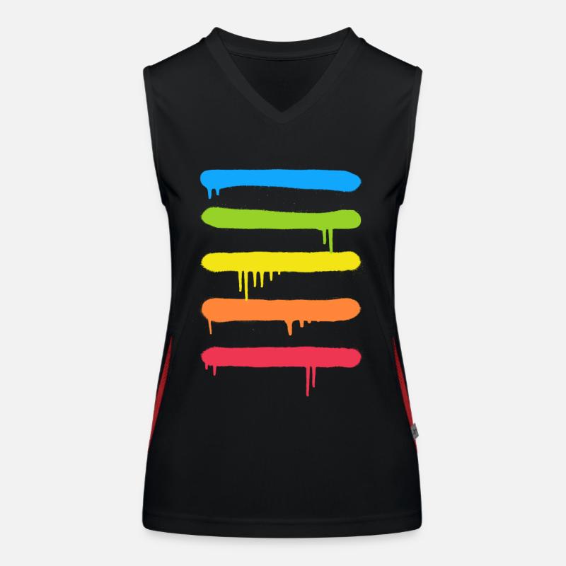 Trendy Cool Graffiti Tag Lines - Women's Functional Contrast Tank Top - black/red
