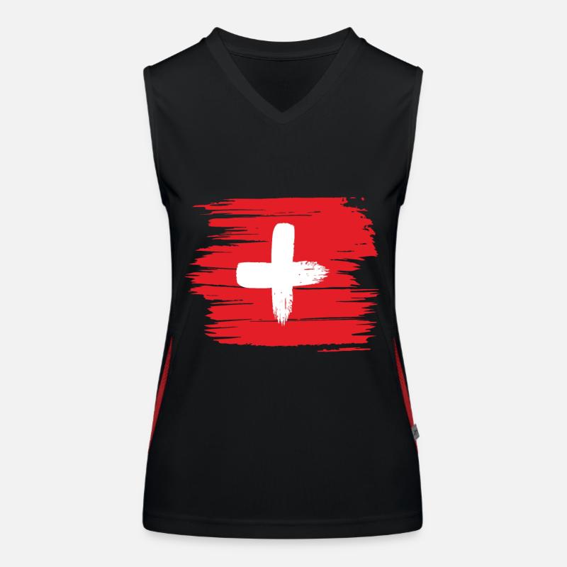 Drapeau suisse Débardeur respirant contrasté Femme