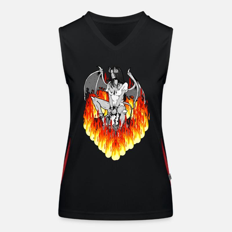 Flames Purgatory She-devil Hell Horror Halloween Women's Functional Contrast Tank Top
