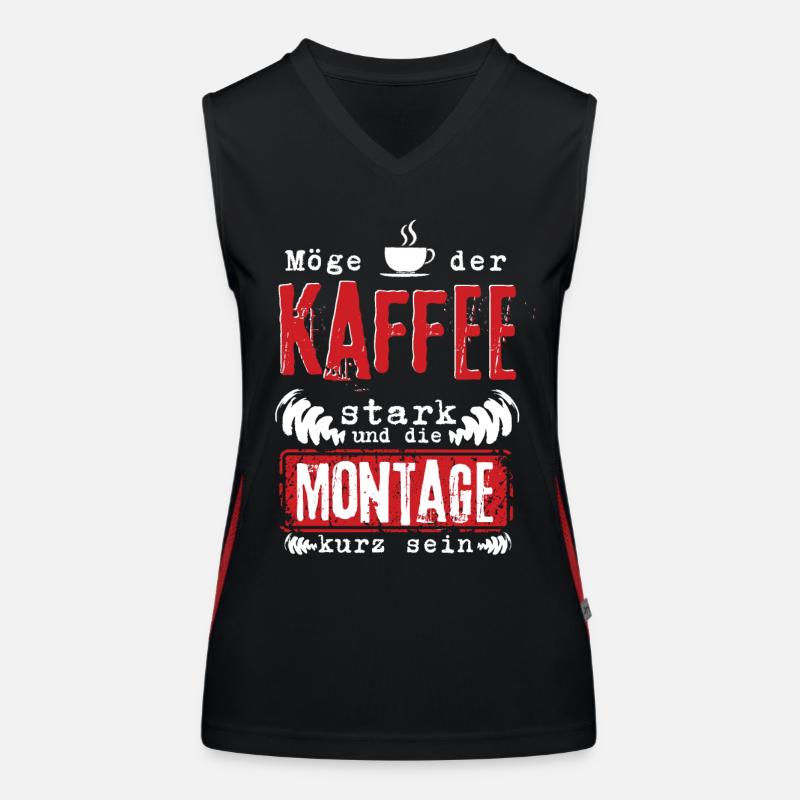 Kaffeetrinker Spruch Kaffee Montag morgen Arbeit Funktionelles Kontrast-Tank Top für Frauen