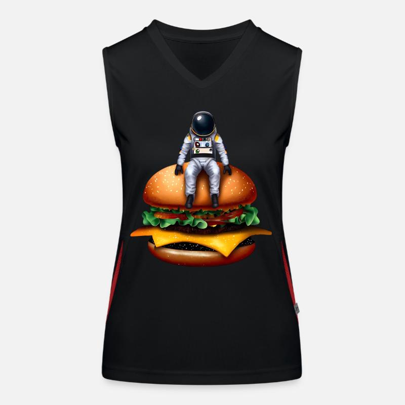 Weltraum Astronaut Cheeseburger Funktionelles Kontrast-Tank Top für Frauen