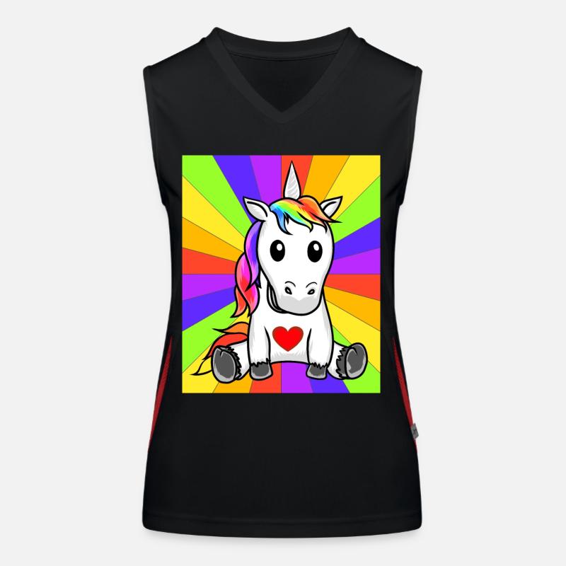 Regenbogen Herz Einhorn Geburtstagsgeschenk Funktionelles Kontrast-Tank Top für Frauen