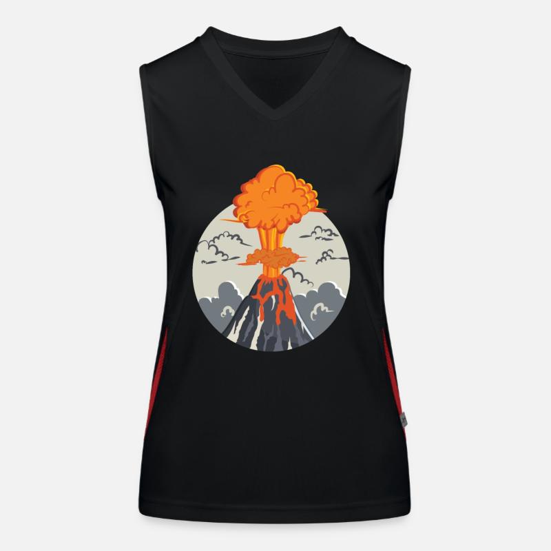 Erupting volcano - Women's Functional Contrast Tank Top - black/red