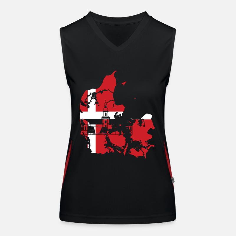 Denmark Flag Women's Functional Contrast Tank Top