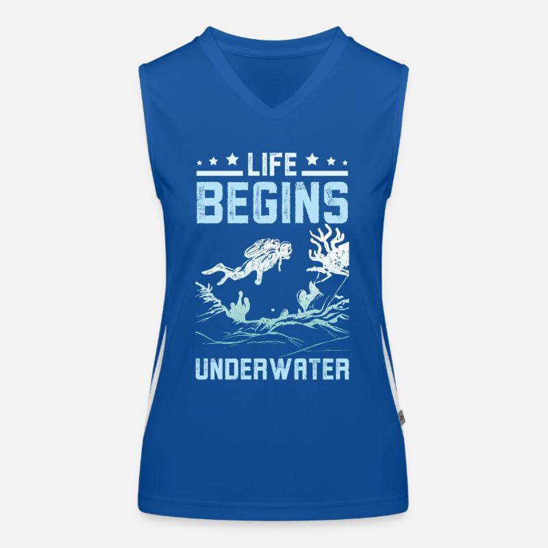 Life Begins underwater Funktionelles Kontrast-Tank Top für Frauen