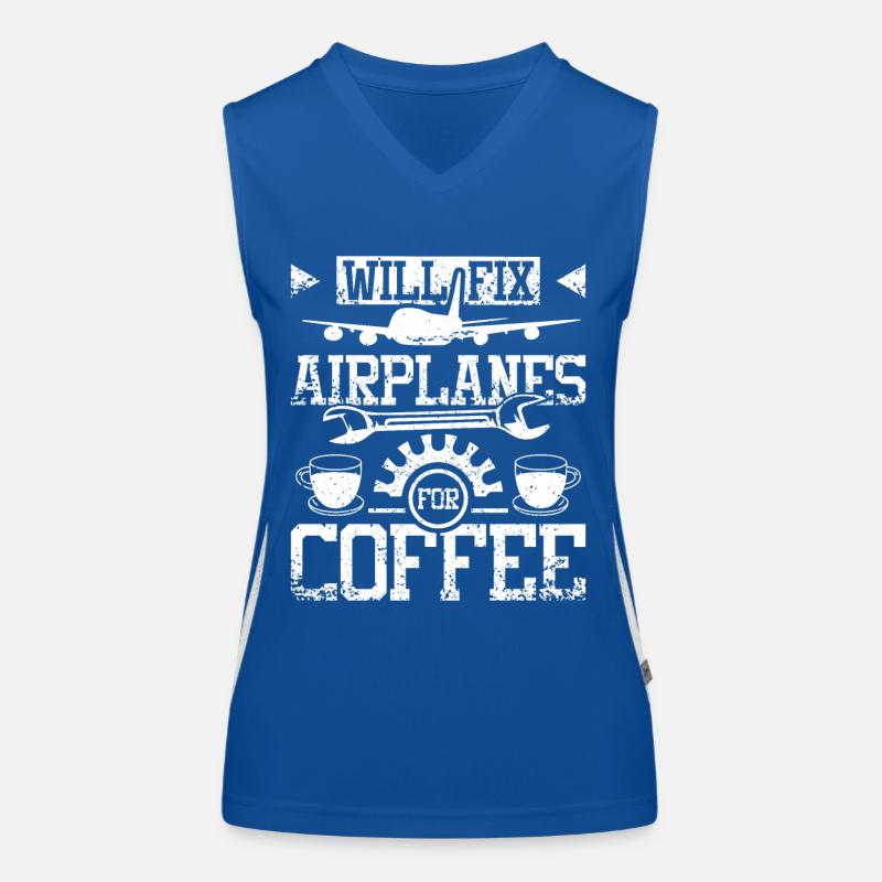 Will fix airplanes for coffee Funktionelles Kontrast-Tank Top für Frauen