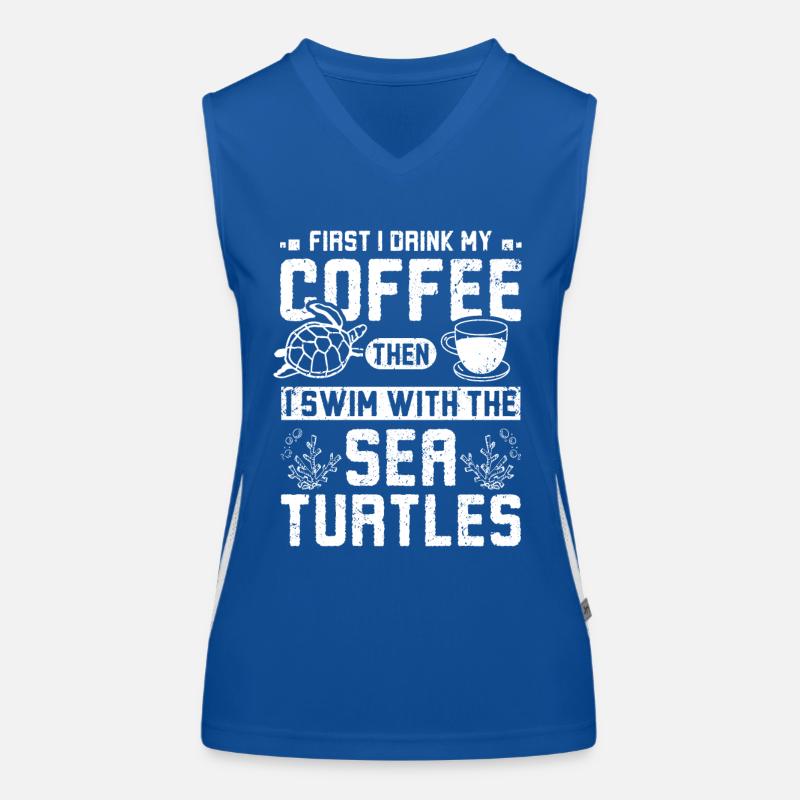 Café et baignade avec les tortues de mer Débardeur respirant contrasté Femme
