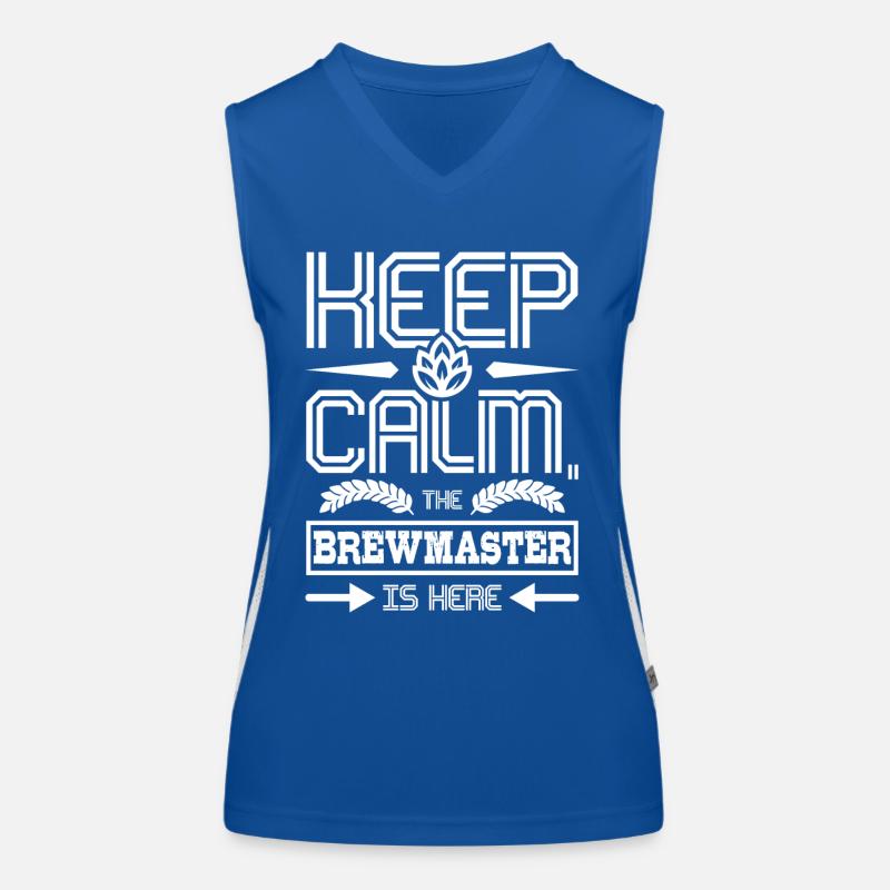 Keep calm the brewmaster is here Funktionelles Kontrast-Tank Top für Frauen