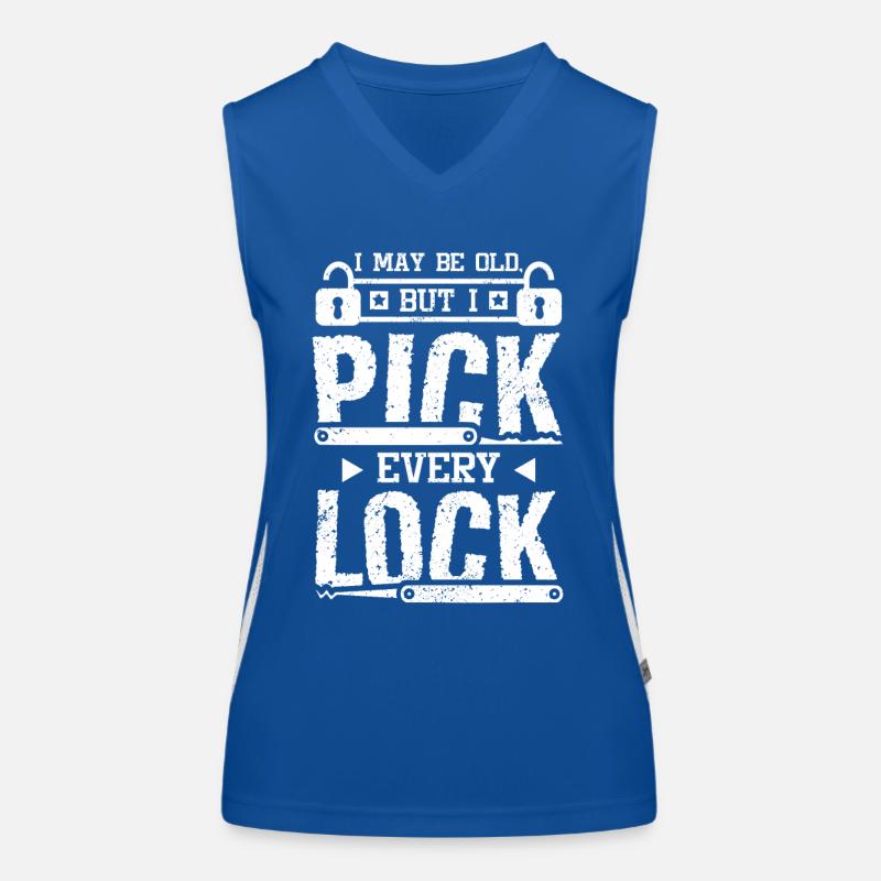 I may be old but I pick every lock locksmith Funktionelles Kontrast-Tank Top für Frauen