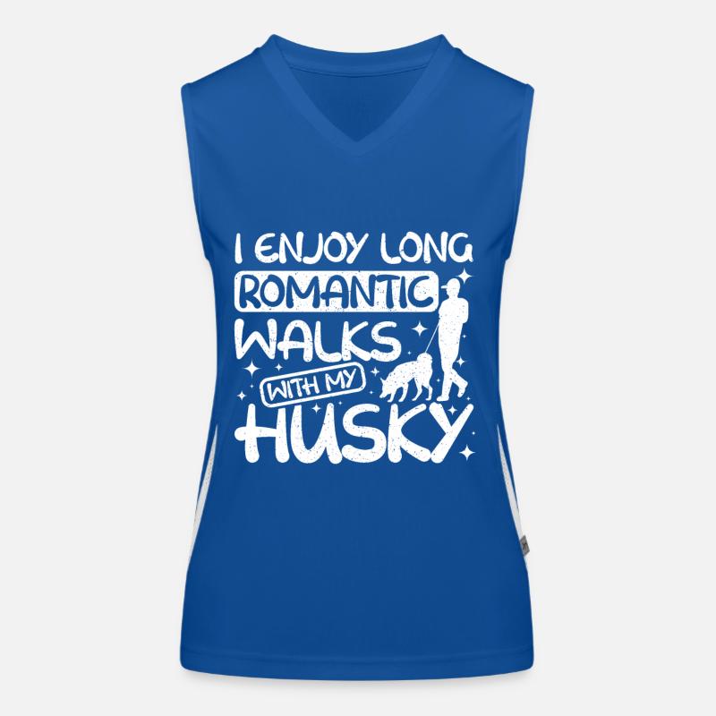 I enjoy long romantic walks with my siberian husky Funktionelles Kontrast-Tank Top für Frauen