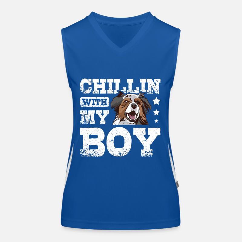 Chillin avec mon garçon berger australien australien Débardeur respirant contrasté Femme