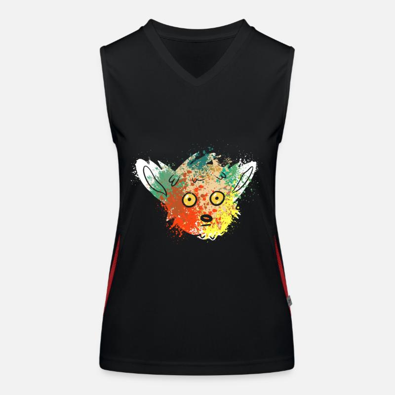 Splash Art Ringtail Maki Madagascar lemurs - Women's Functional Contrast Tank Top - black/red