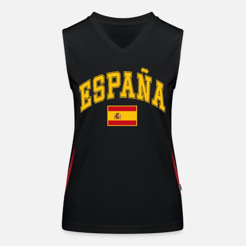 Spanien Flagge Funktionelles Kontrast-Tank Top für Frauen