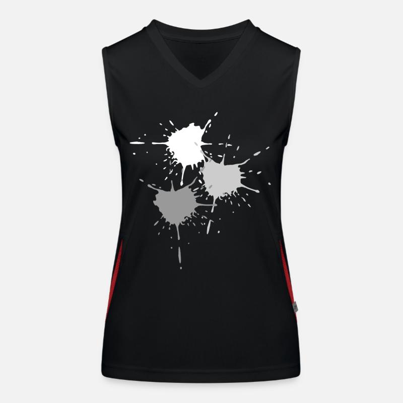 Art - Exploding color blots in gray Women's Functional Contrast Tank Top