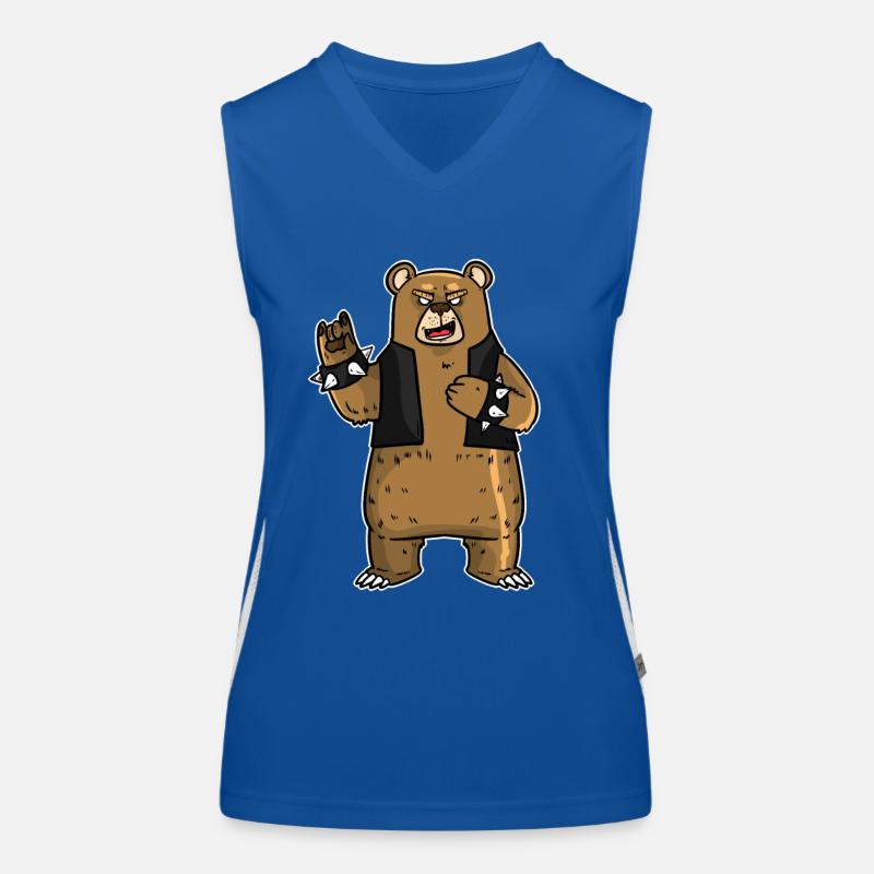 ROCKBEAR - rockender Bär mit Lederweste Funktionelles Kontrast-Tank Top für Frauen