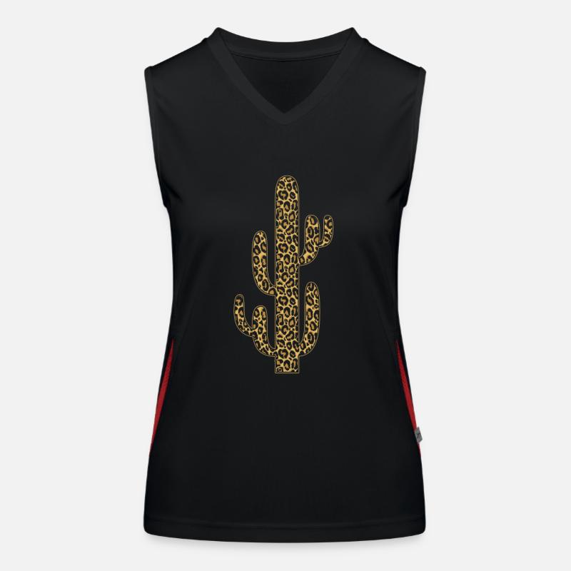 Cactus design with leo print Women's Functional Contrast Tank Top