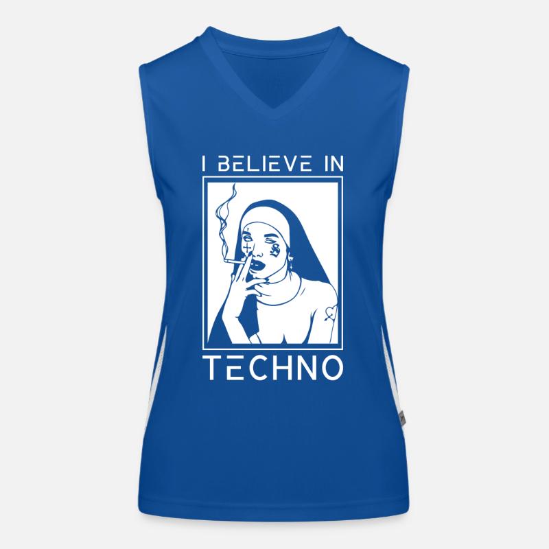 Raver religion techno religion nun Women's Functional Contrast Tank Top