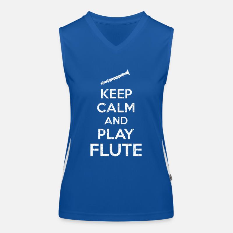 Flöte Keep Calm Spruch Funktionelles Kontrast-Tank Top für Frauen