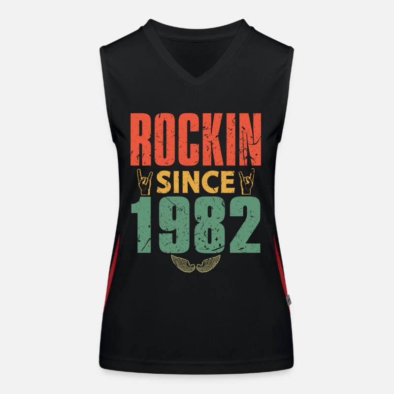Geburtstag 1982 Spruch Rock Funktionelles Kontrast-Tank Top für Frauen