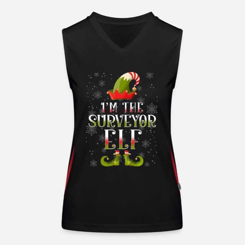 Surveyor Elf Christmas Present Women's Functional Contrast Tank Top