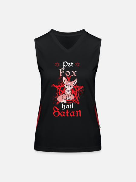 Pet Fox Hail Satan - Funktionelles Kontrast-Tank Top für Frauen - Schwarz/Rot - Vorne