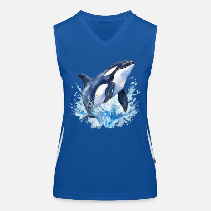 Blauer Orca Funktionelles Kontrast-Tank Top für Frauen