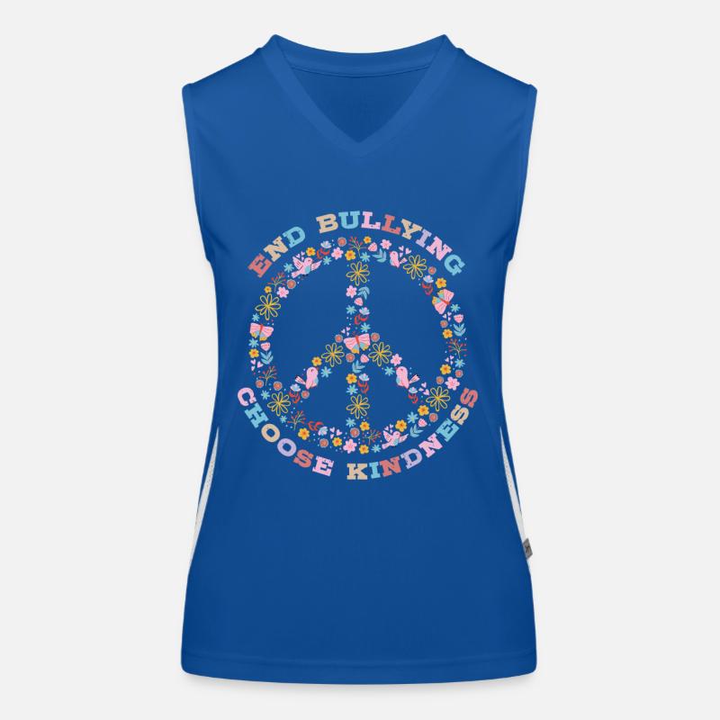 End Bullying, Choose Kindness, Peace Sign Women's Functional Contrast Tank Top