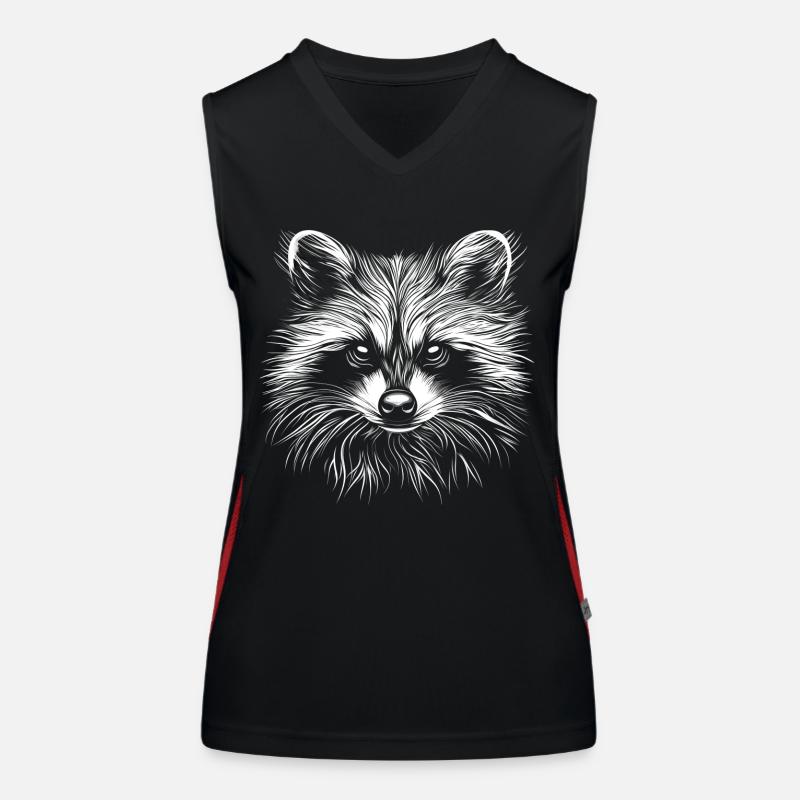 Waschbär Portrait Tier Wildtier Waschbären Funktionelles Kontrast-Tank Top für Frauen