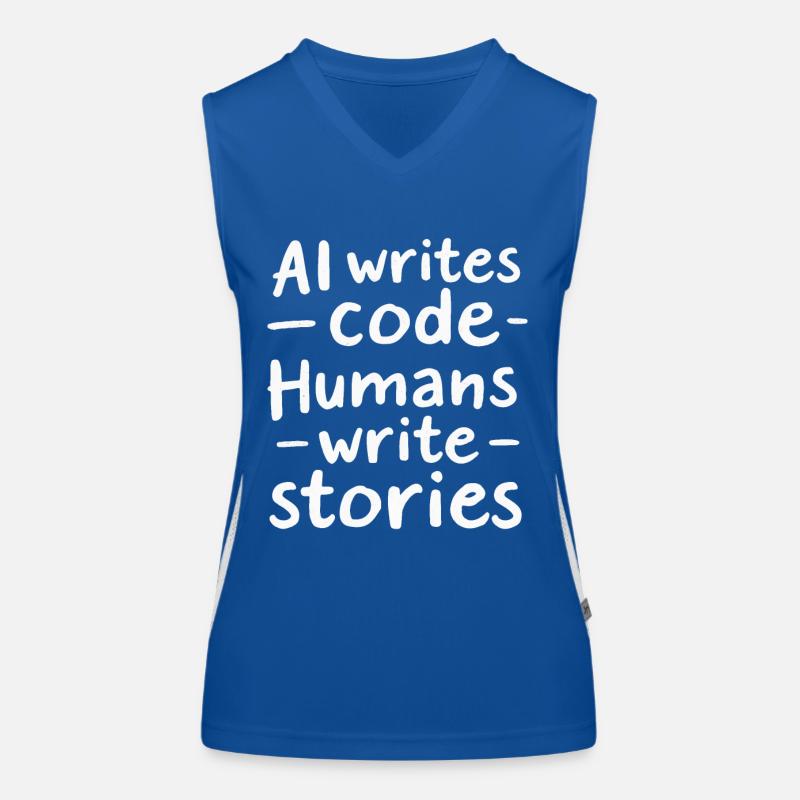 AI Writes Code - Humans Write Stories Women's Functional Contrast Tank Top