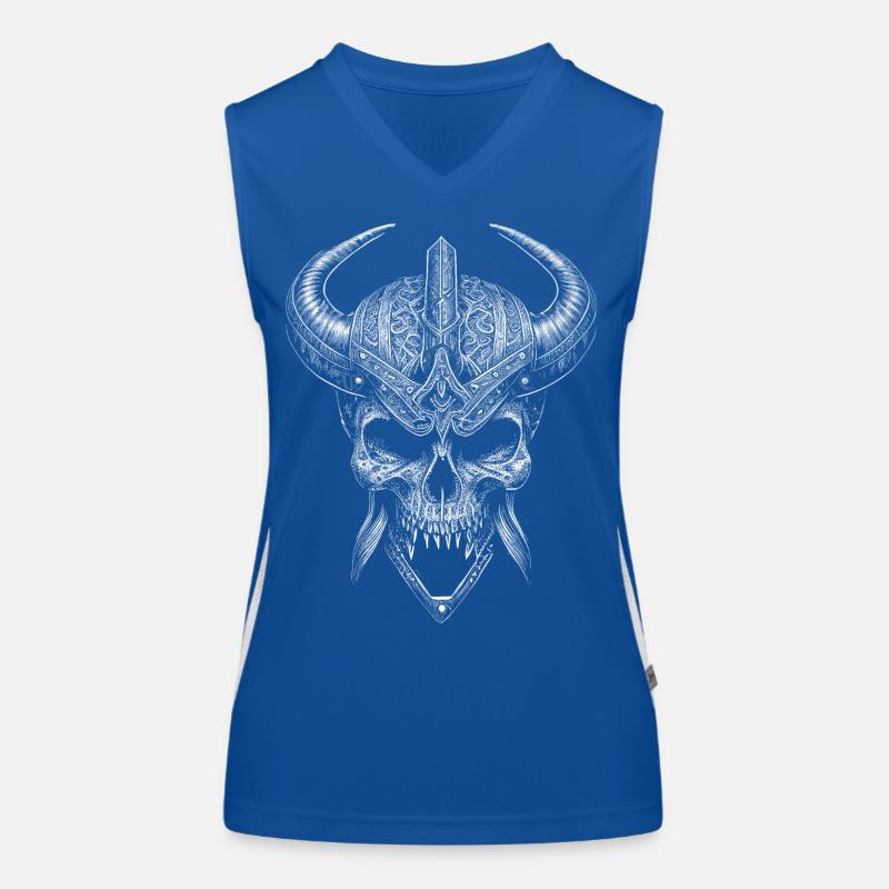 Viking skull with horned helmet Women's Functional Contrast Tank Top