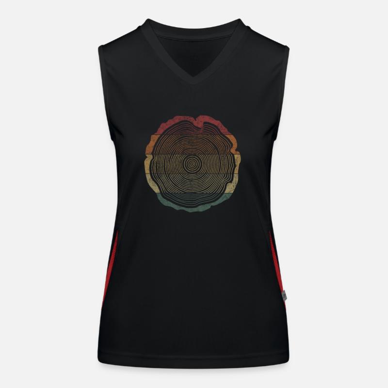 Wood Retro Tree Trunk Cross Section Lumberjack Women's Functional Contrast Tank Top
