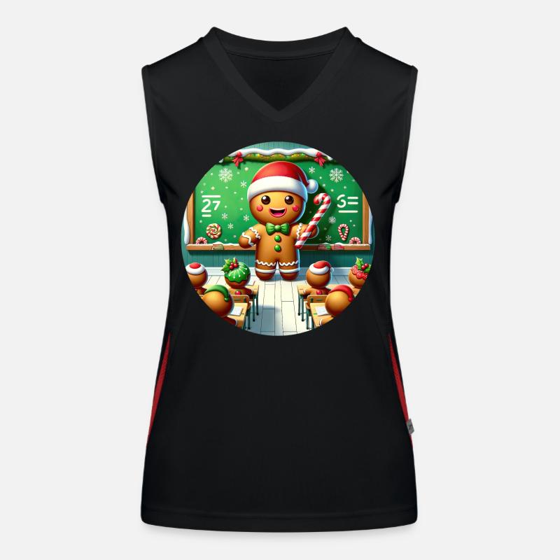 Gingerbread Teach's Yuletide Class Women's Functional Contrast Tank Top