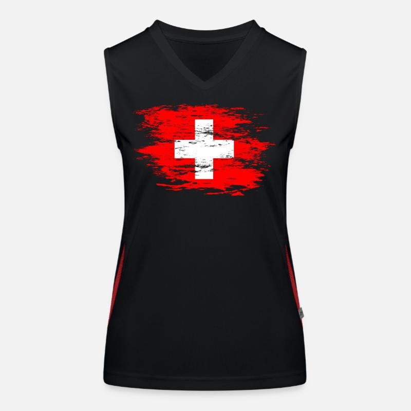 Drapeau suisse utilisé Débardeur respirant contrasté Femme