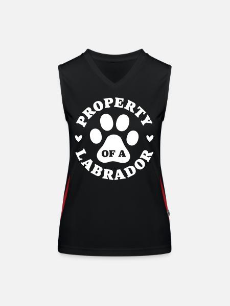Propriété d’un Labrador - Débardeur respirant contrasté Femme - noir/rouge - Devant
