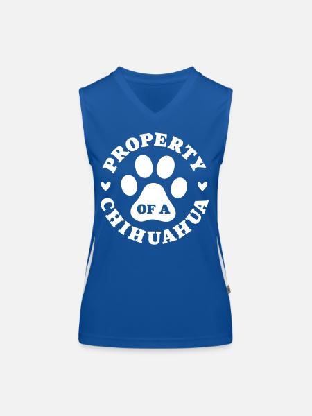 Eigentum eines Chihuahua - Funktionelles Kontrast-Tank Top für Frauen - Royal/Weiß - Vorne
