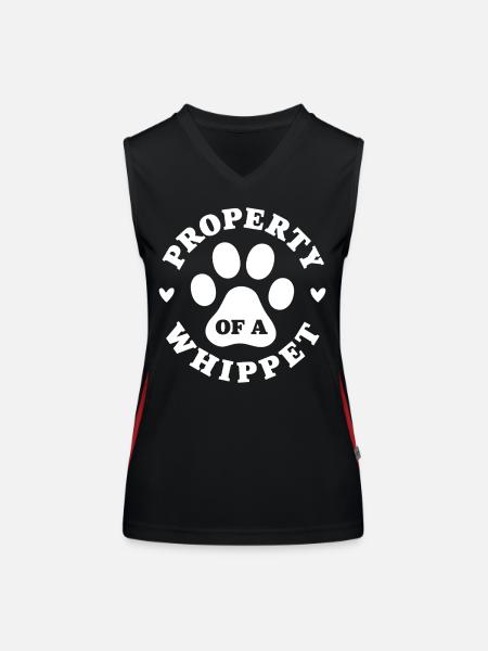 Propriété d’un Whippet - Débardeur respirant contrasté Femme - noir/rouge - Devant