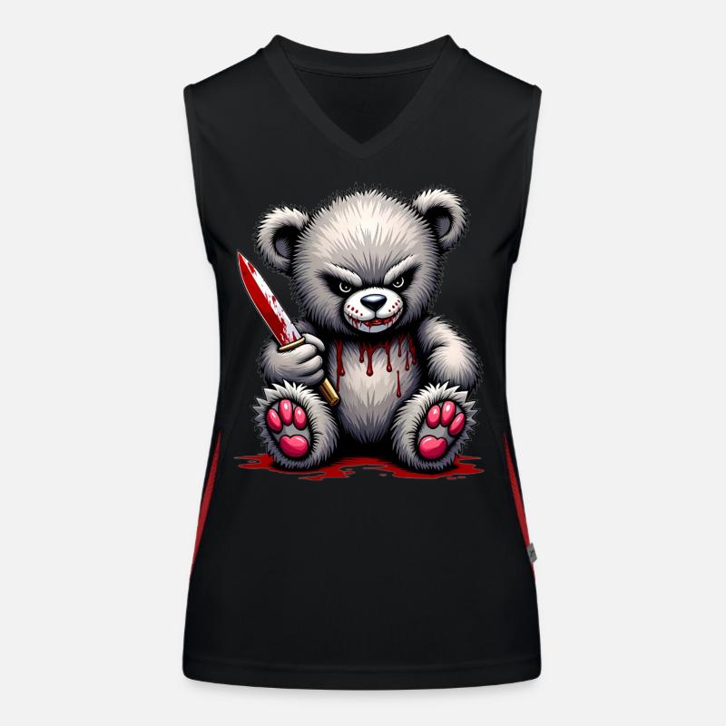 Horror Teddy - Women's Functional Contrast Tank Top - black/red