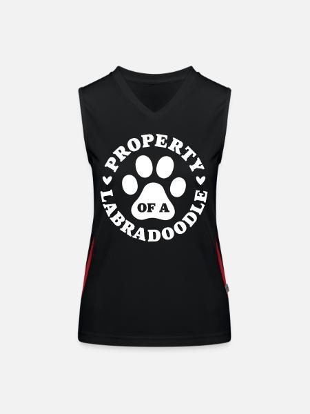 Propriété d’un Labradoodle - Débardeur respirant contrasté Femme - noir/rouge - Devant