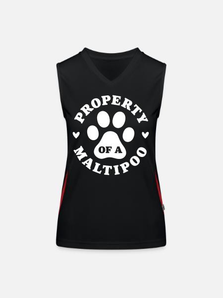 Propriété d’un Maltipoo - Débardeur respirant contrasté Femme - noir/rouge - Devant