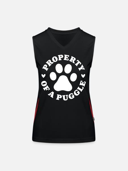 Propriété d’un Puggle - Débardeur respirant contrasté Femme - noir/rouge - Devant