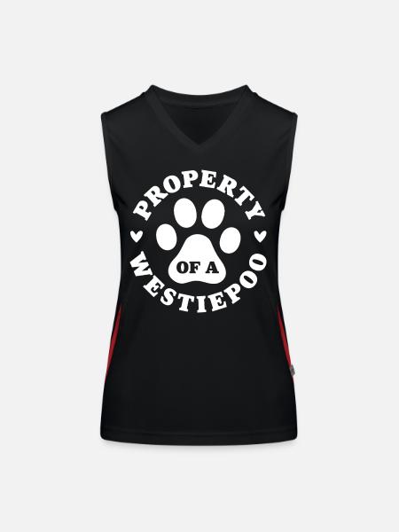 Propriété d’un Westiepoo - Débardeur respirant contrasté Femme - noir/rouge - Devant