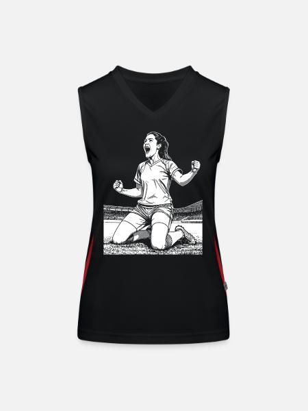 Maillot de footballeur : milieu de terrain avec vue - Débardeur respirant contrasté Femme - noir/rouge - Devant