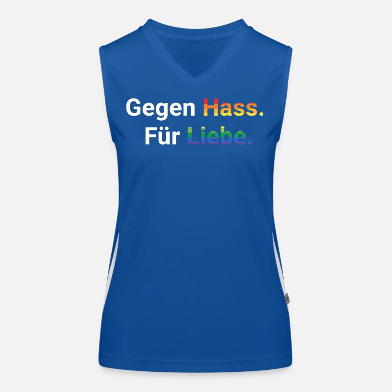 Liebe statt Hass Spruch Frieden Statement Funktionelles Kontrast-Tank Top für Frauen