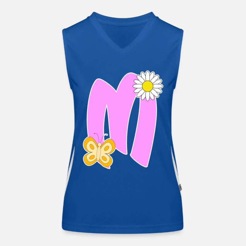 Buchstabe M mit Schmetterling Funktionelles Kontrast-Tank Top für Frauen