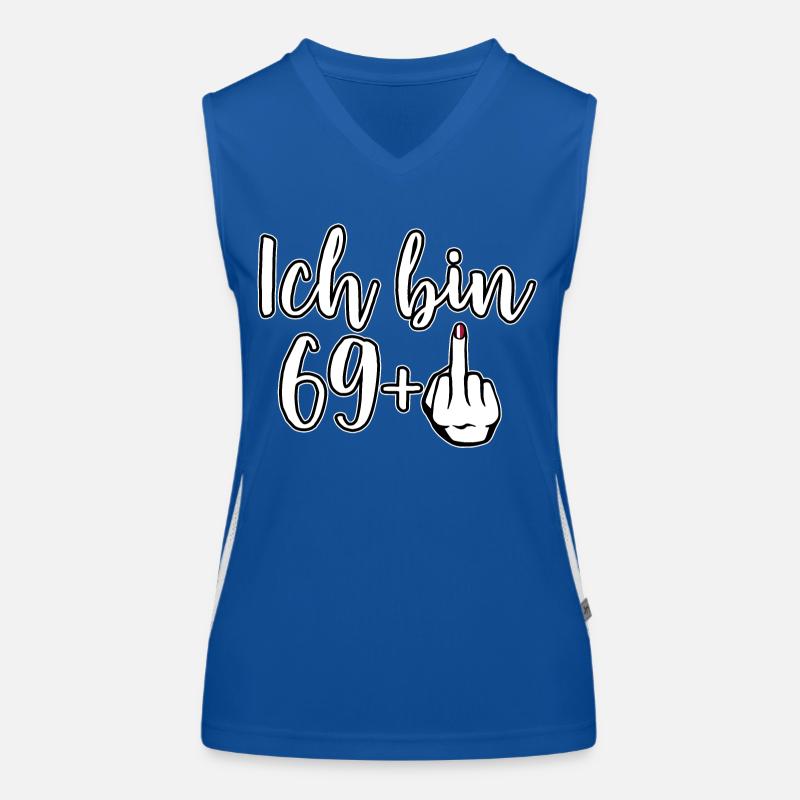 Ich bin 69 Plus 1 Mittelfinger 70. Geburtstag Funktionelles Kontrast-Tank Top für Frauen