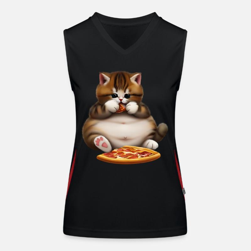Chat amateur de pizza Débardeur respirant contrasté Femme