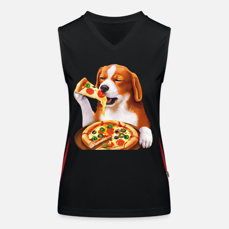 Pizza-liebender Beagle Funktionelles Kontrast-Tank Top für Frauen