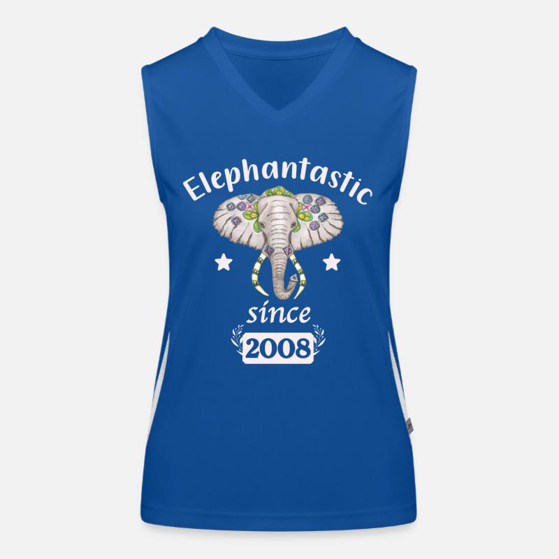 Elephantastic since 2008, Elefantenkopf geschmückt Funktionelles Kontrast-Tank Top für Frauen